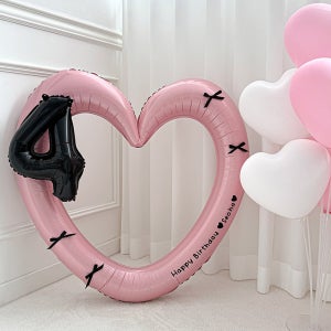 로나파티 핑크 하트 프레임 블랙 숫자 풍선 생일 파티 소품 셀프 촬영 용품 레터링