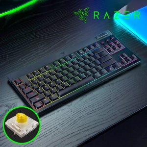 [국내정발] 레이저 블랙위도우 V4 TKL 로우프로파일 하이퍼스피드 블랙 한글, 옐로우축, 40g