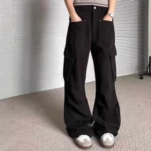 여자 카고 와이드 바지 포켓 건빵 스트릿 힙합 댄스복 통 팬츠 캐주얼 가을 아메카지