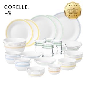 코렐 미니멀체크 4인 그릇세트 30P