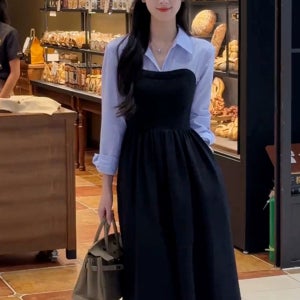 정다정 레이어드 여자 미니원피스 의상 드라마 원피스 블랙 L