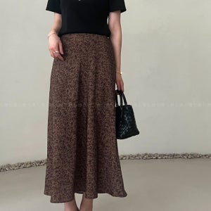브라운당일 25fw 드마르 퍼드 호피 스커트 레오파드 머메이드 롱 훌스커트 날씬한핏