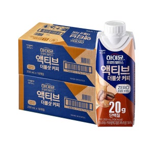[제로단백질] 하이뮨 프로틴 밸런스 액티브 더블샷 커피 제로 250ml 18팩+18팩
