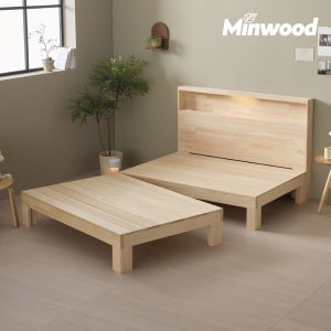 미엔우드 100% 편백나무 원목 침대 프레임 편백침대 30T뼈대 수납헤드형 싱글 유절