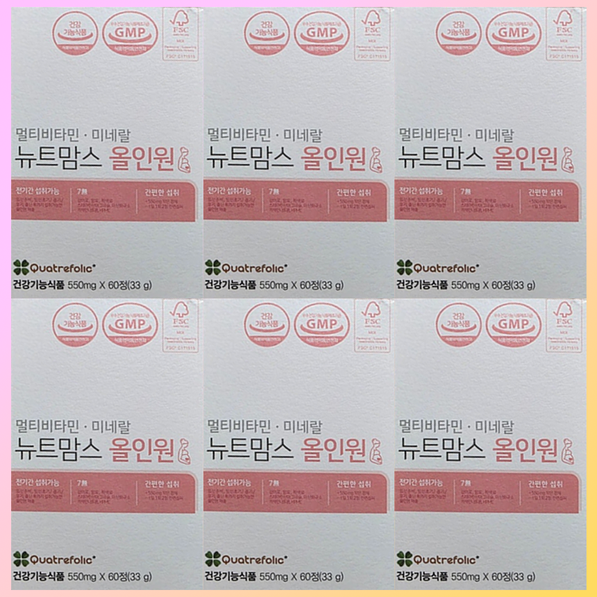 6박스 <b>뉴트</b>맘스 올인원 <b>종합</b>비타민 멀티비타민