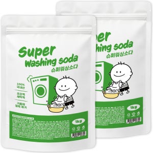 1+1 더푸룸 탄산 워싱소다 빨래쉰내 얼룩 제거 알칼리 세탁세제 1kg 2개