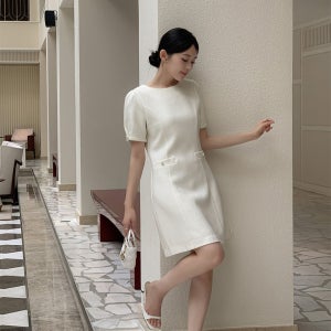 여름 하객룩 단아한 트위드 원피스 빅사이즈 A라인 돌잔치엄마 상견례원피스 화이트 블랙