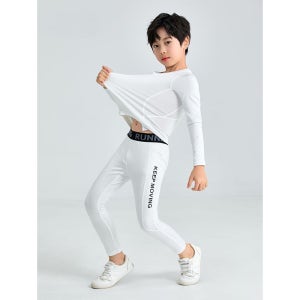 어린이 축구복 농구복 타이즈 유니폼 스타킹 성인 내복 상하세트 화이트 세트 사이즈 20호 (100-110 cm)