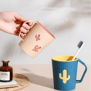 욕실용품 선인장 칫솔 걸이 살균기 양치컵 수납 정리 세트 간편함