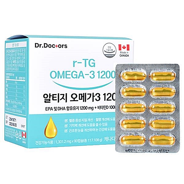 <b>닥터닥터스</b> 알티지 오메가3 비타민D rTG 캐나다 완제품 직수입 90캡슐
