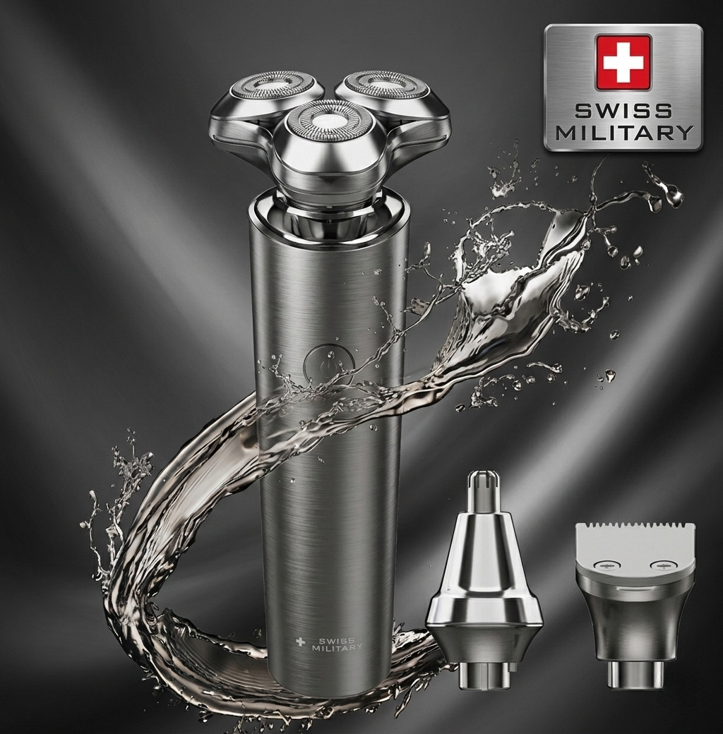 스위스밀리터리 3in1 휴대용 여행용 C타입 충전용 방수 남자 전동 자동 무선 전기 면도기