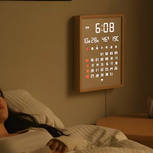 오아 캘린더 LED 벽시계 디지털 무소음 벽걸이 시계 거실 사무실 전자 달력 개업 선물