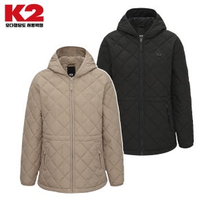 K2 하프 패딩 퀼팅 간절기 점퍼 후드 허리 스트링 자켓