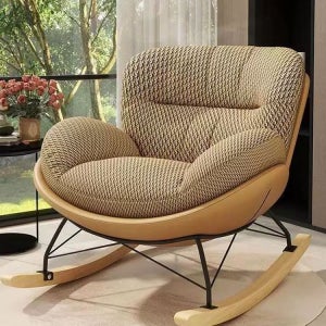 흔들 북유럽 안락의자 패브릭 풋스툴 고급 안락 원목 의자 체어 쿠션