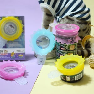 디자인엠에스 펫 고양이 강아지 캔 오프너 실리콘 덮개 반려동물 프리사이즈 캔따개마개 3개입