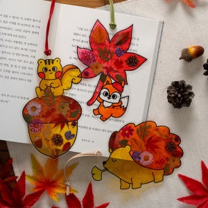 알록달록 가을 책갈피 만들기 세트 DIY 키트 스티커 색칠 꾸미기 재료 투명 미술 수업