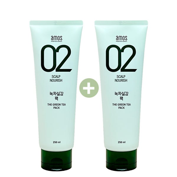 1+1 아모스 녹차실감 팩 250ml 두피 모발 케어 팩 EXP. 27년 8월 까지