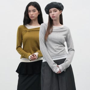 [제너럴아이디어 WOMAN] 언발란스 레이어드 니트 풀오버 [3COL] / WBE3L05518