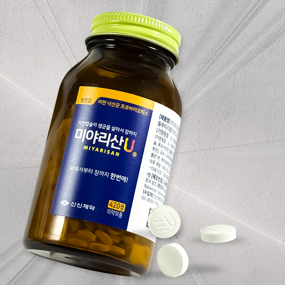<b>신신제약</b> 미야리산U 420정 낙산균 프로바이오틱스 생균 장건강 UDCA 소화 변비