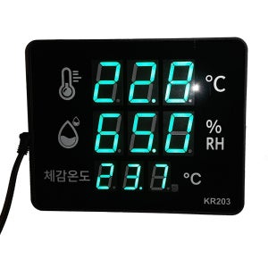 KR-203 신형 국산 온습도계 현재온도와 체감온도 동시표시 학교 사무실 공장 가정