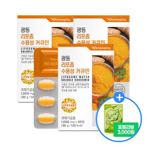 광동 리포좀 수용성 커큐민 30정 3박스(3개월분)+종근당 비타C젤리 샤인머스켓맛 1봉