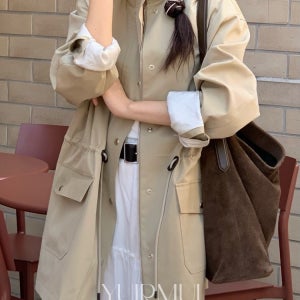 vergamot 베르가못 모어 코튼 스트링 하이넥 집업 하프 야상 점퍼 3color