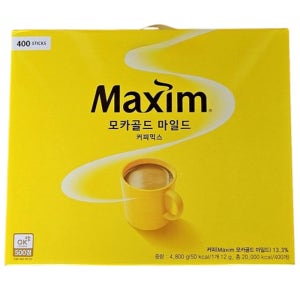 맥심 모카골드 마일드 커피믹스 스틱 400T 대용량 사무실 회사 탕비실 커피