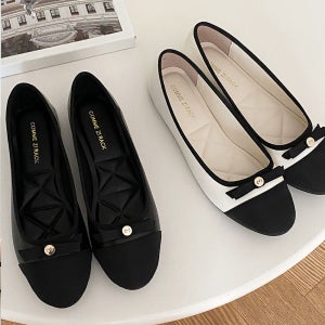 리본 플렛슈즈 말랑 투톤 배색 발편한 빅사이즈 플랫슈즈 단화 구두