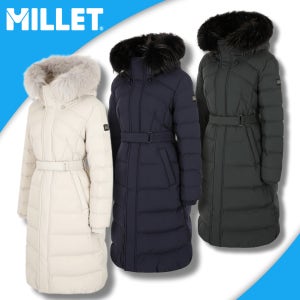 밀레 역시즌 구스다운 롱패딩 여성 겨울 거위털 파카 슬림핏 벨트형 긴기장 등산 아웃도어