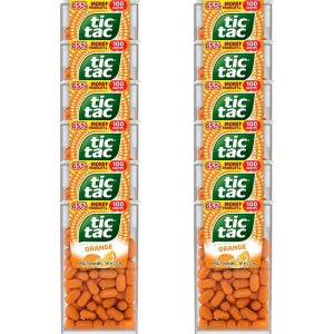 Tic Tac 오렌지 민트 휴대용 49g On-the-Go 49g 12개 식후 입가심 탕비실 휴대용 여행