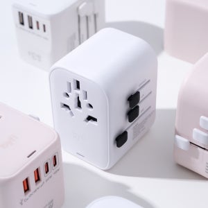 바이피 해외 여행용 멀티 어댑터 45W 초고속 충전 어댑터 미국 일본 유럽 중국 퓨어화이트, 1개