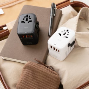 바이피 해외 여행용 멀티 어댑터 45W 초고속 충전 어댑터 미국 일본 유럽 중국 미드나잇블랙, 1개