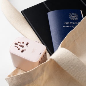 바이피 해외 여행용 멀티 어댑터 45W 초고속 충전 어댑터 미국 일본 유럽 중국 소프트핑크, 1개