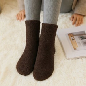 보들보들포근해수면양말숙면보온겨울양말브라운