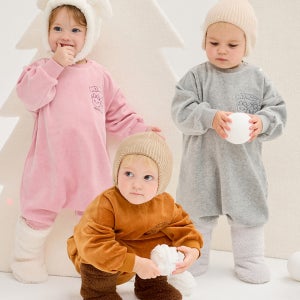 [밀크베이비] 모모레이 부들부들 벨로아 아기바디수트 유아외출우주복