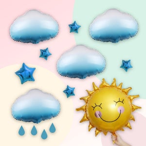 [예쁨주의 지호] We_05_블루 그라데이션구름풍선 세트 / 날씨 구름 풍선