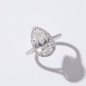 14k 18k 헤일로 페어컷 랩 다이아몬드 3캐럿 반지