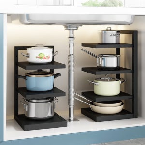 프리미엄 주방 수납선반 높낮이 조절형 냄비정리대 싱크대 정리선반