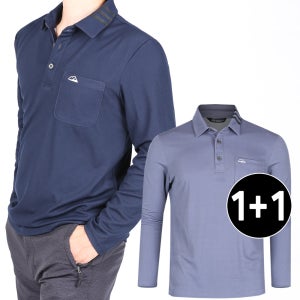 1+1 남성 봄 가을 카라 긴팔 티셔츠 남자 작업복