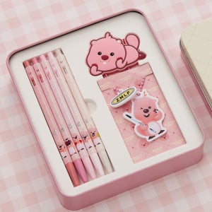 모나미 x 잔망루피 153 볼펜세트 귀여운 캐릭터 볼펜 0.5mm 북클립 키링 틴케이스