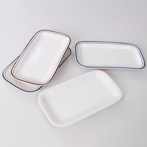 시라쿠스 뉴욕 킹스인 앞접시 그릇 플레이팅 브런치 카페 디저트 직사각 접시 26cm, 크림화이트