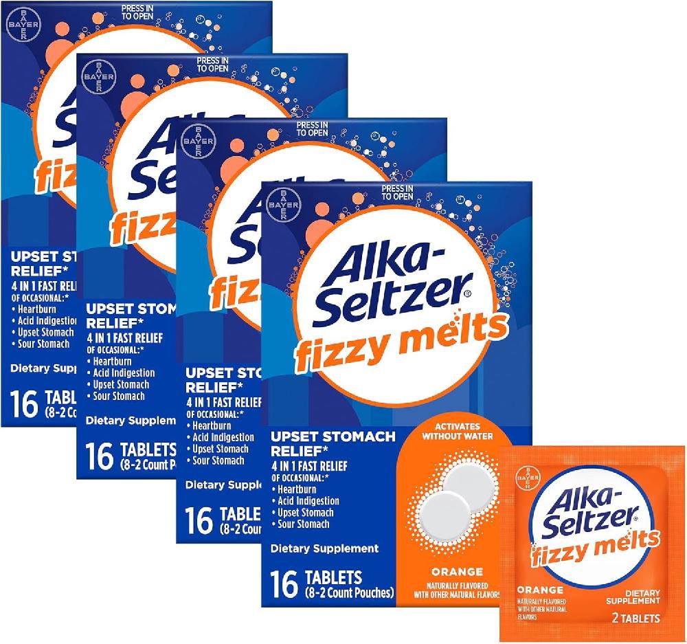 알카-셀처 휴대용 건강 보조 식품 속쓰림<b>제산제</b> 소화 불량 완화용 오렌지 맛 64개