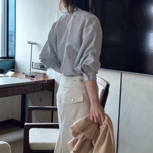 브론즈 페이지 셔츠, 루즈핏 스트라이프 카라 셔츠 남방 3color