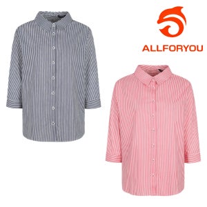 올포유 여성 셔츠 블라우스 스트라이프 카라 신축성 코튼 부모님 선물 LBLN5116