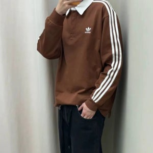 아디다스 오리지널 아디컬러 럭비 폴로 카라 티셔츠 브라운 IZ2469