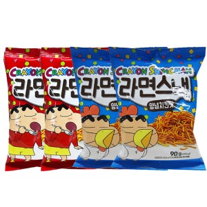 크레용신짱 짱구 라면스낵 90g 2종혼합 바베큐맛 3개+양념치킨맛 3개 이젠서진