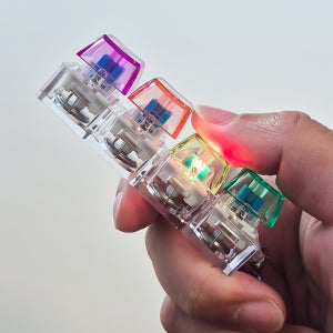 키보드키링 LED 키캡 딸깍이 고리 스위치 블럭 키홀더 가방꾸미기 라이트 4구 스트레스해소