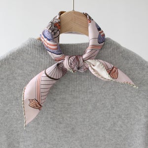 가을스카프 사각 쁘띠 미니 스카프 50 오렌지 그린 핑크 양면