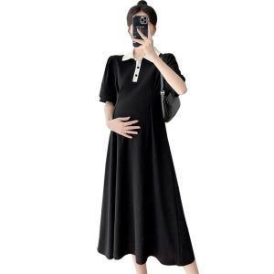 태교여행 여름임부복 임신복 임부하객룩 롱스커트 임산부코디 신축성좋은 블랙