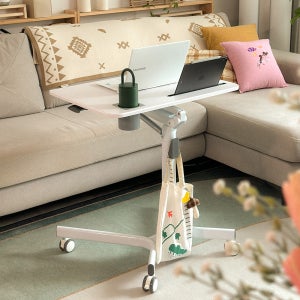 엔산 SW-A02 노트북 간이 사이드 테이블 이동식 높이조절 책상 스프링암 서서일하는